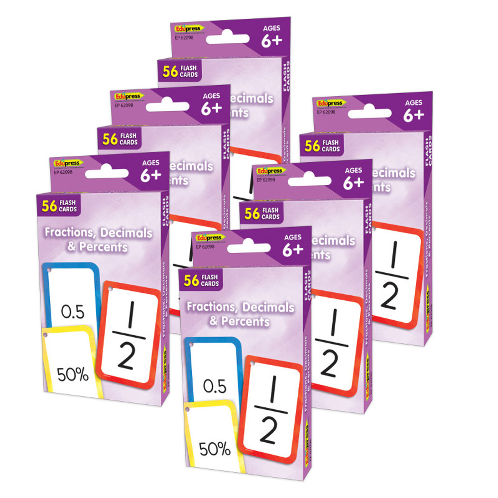 TEACHER CREATED RESOURCES Teacher Created Resources® Fractions, Decimals & Percents Flash Cards, 6 Packs