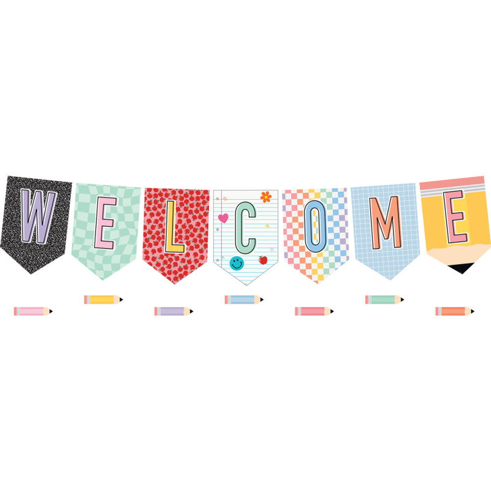 TEACHER CREATED RESOURCES Teacher Created Resources® Cool for School Pennants Welcome Bulletin Board Set, 50 Pieces