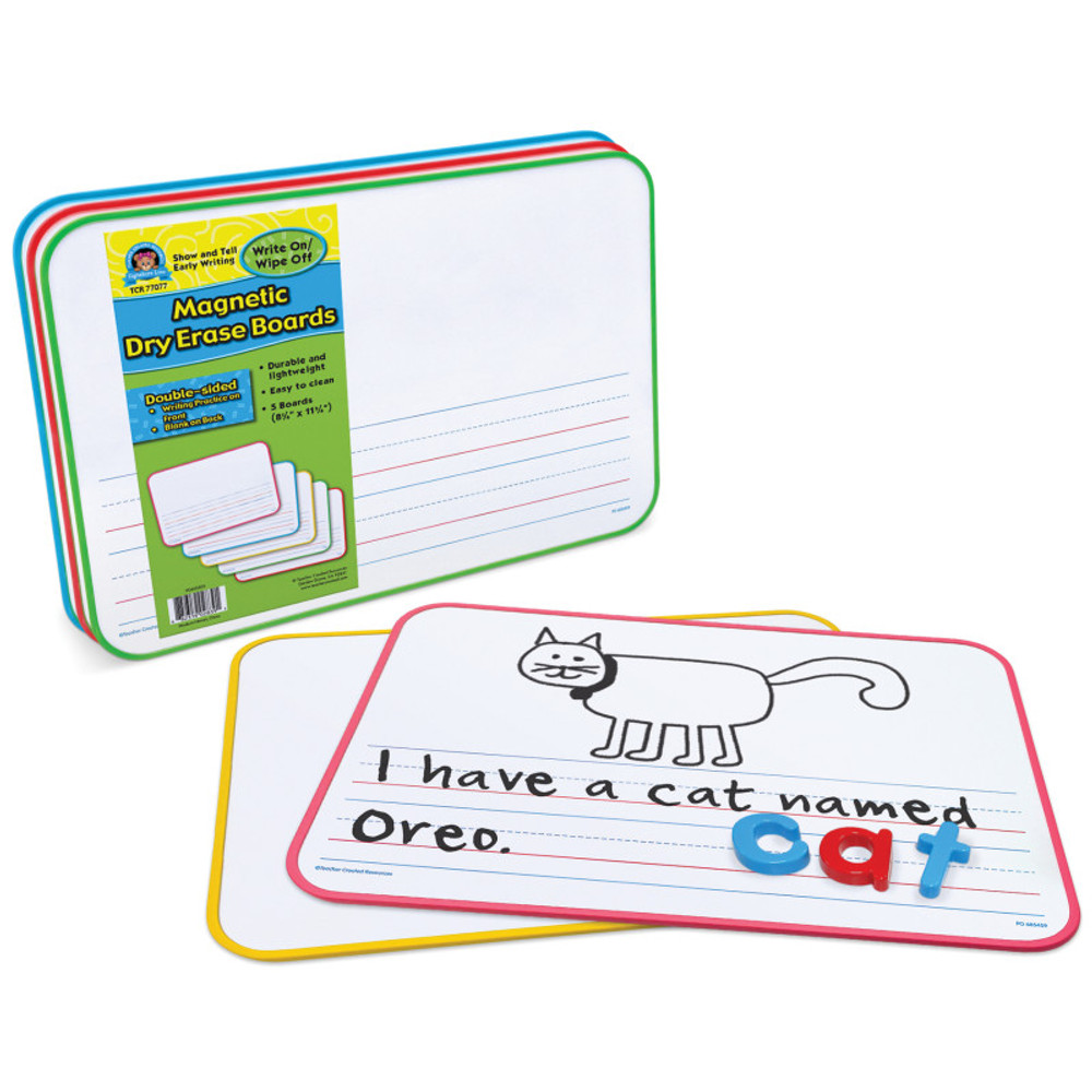 TEACHER CREATED RESOURCES Teacher Created Resources® Magnetic Double-Sided Show and Tell Early Writing Dry Erase Boards, Pack of 5