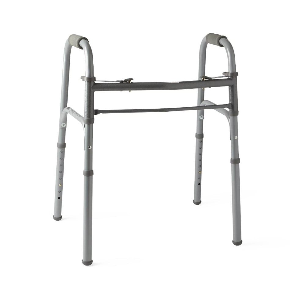 MEDLINE INDUSTRIES, INC. MDS86410J4B Medline Junior Adjustable Aluminum/Steel 2-Button Folding Walker, 25in - 32inH