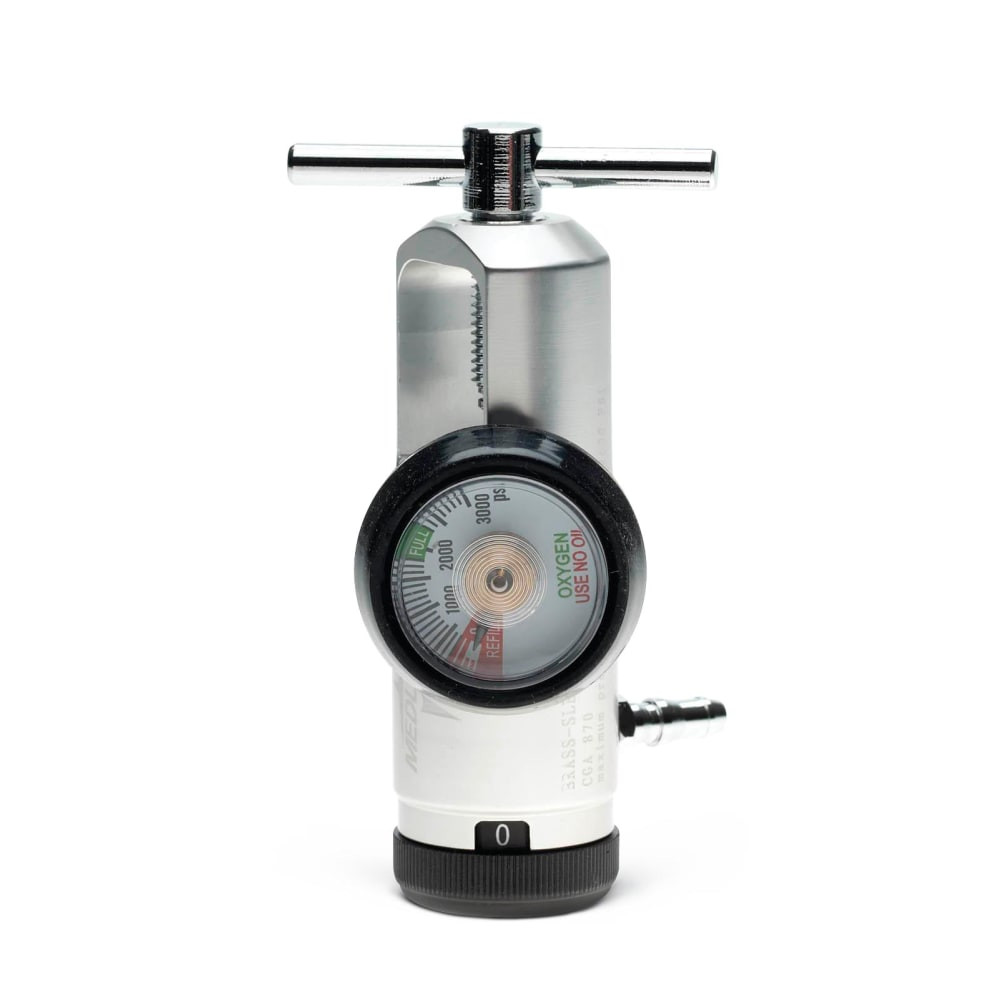 MEDLINE INDUSTRIES, INC. HCS8715MA Medline Brass Mini Oxygen Regulator, Silver