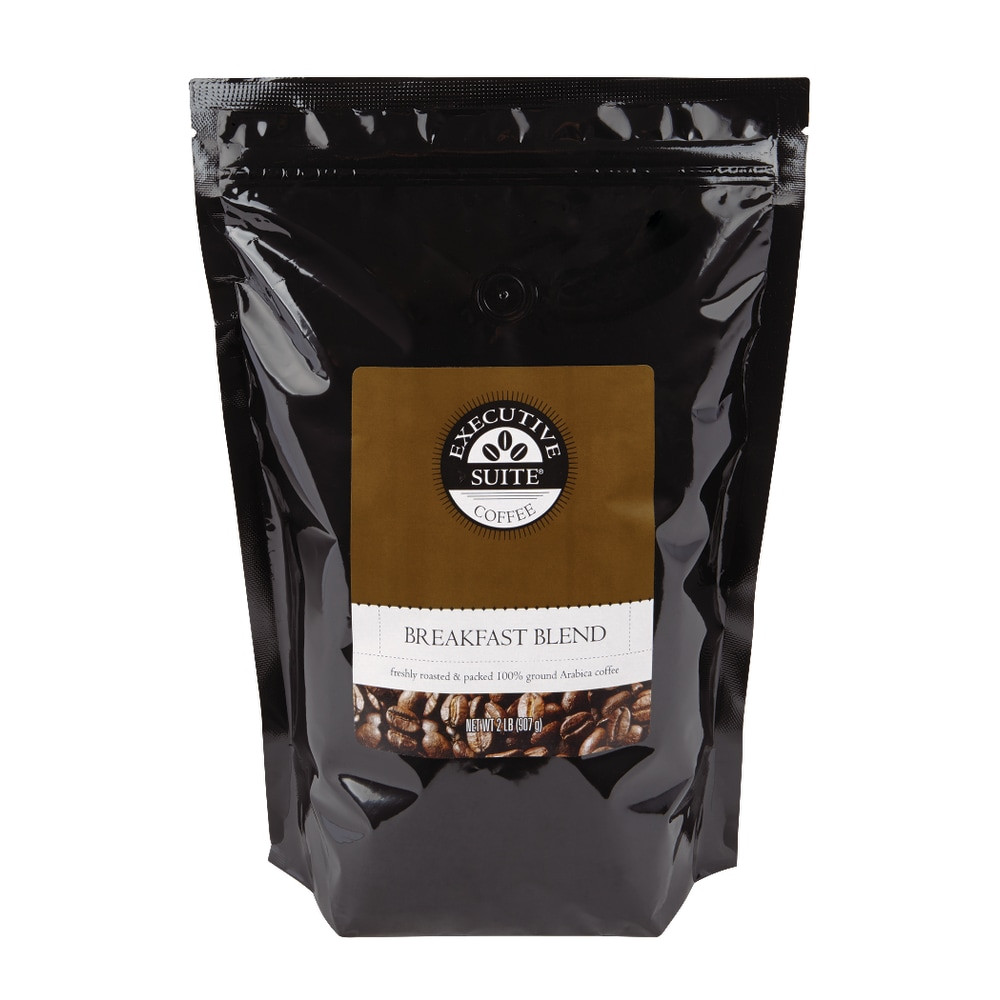 Savor the aroma of this breakfast blend medium roast coffee  Popular morning choice for coffee drinkers.  Packaged in a sturdy resealable stand-up bag.  The one-way valve helps to lock in freshness.  Resealable bag helps to ensure fresh coffee with every pot.