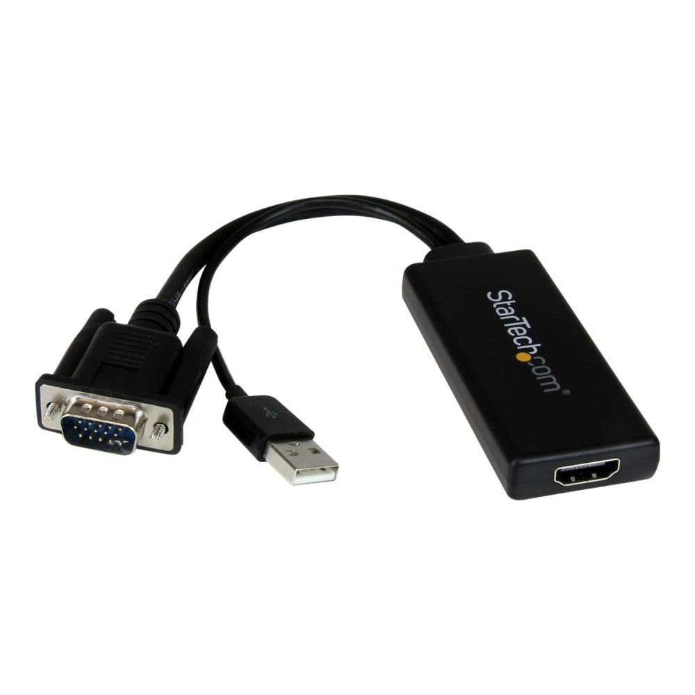 STARTECH.COM VGA2HDU  VGA to HDMI Adapter with USB Audio & Power - Portable VGA to HDMI Converter - 1080p - Adapter cable - HD-15 (VGA), USB Type B male to HDMI female - 10.2 in - black - USB power, 1080p support, active