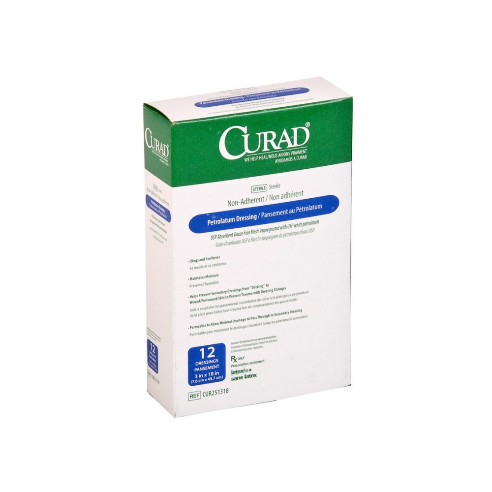 MEDLINE INDUSTRIES, INC. CUR251318 CURAD Sterile Petrolatum Gauze, 3in x 18in, White, Pack Of 72