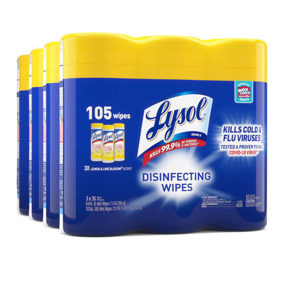 Boost customer confidence with disinfecting wipes ideal for high-visibility locations. These wipes kill 99.9% of viruses and bacteria, including the virus that causes COVID-19 when used as directed on hard, non-porous surfaces. Clean up and keep moving with packaging that's easy to open, dispense, and store.  Kills 99.9% of viruses and bacteria, including cold and flu viruses, Salmonella, E. Coli, MRSA, RSV, Staph, and Strep, when used as directed on hard, non-porous surfaces.  Proven to kill the virus that causes COVID-19, in 15 seconds.  In accordance with the EPA's Viral Emerging Pathogen Policy, this product can be used against Monkeypox, when used in accordance with the directions for use.  Maintain disinfected commercial spaces across a versatile range of industries, including schools, hospitality, office workspaces, fitness centers, and stadiums.  Safe to use on high-touch germ hot spots, including electronics, doorknobs, handrails, faucets, phones, and keyboards.  Uphold safety standards: Meets OSHA's Bloodborne Pathogens Standard.  Make a premium impression and reassure customers with Lysol disinfecting wipes at service desks, conference rooms, classrooms, and more.  Remind customers and staff that disinfection is your priority.  Antimicrobial is an agent that kills microorganisms or stops their growth.