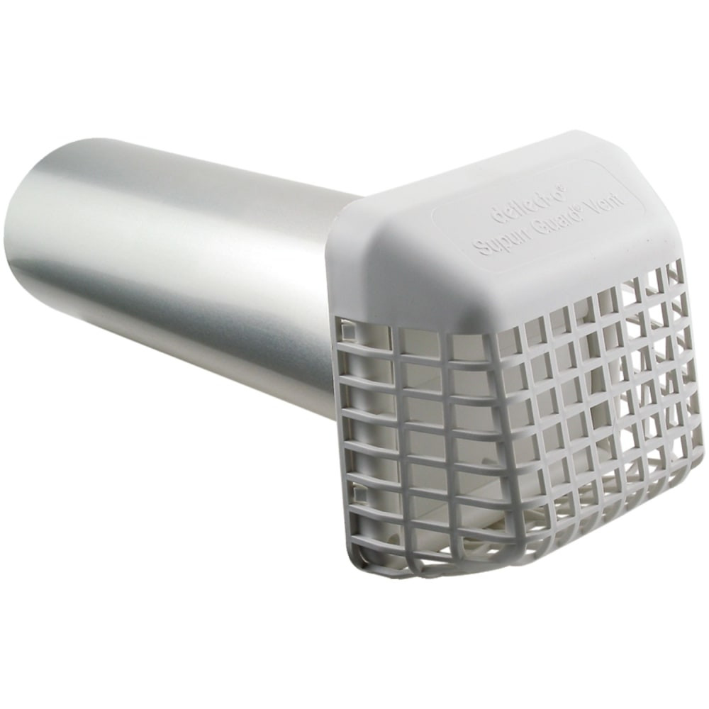 Get reliability and strength with the Deflect-O Supurr Guard Louvered Vent Hood For Dryers. The vent hood comes preassembled with the hood, pipe and collar and offers a built-in bird and rodent guard to keep critters out.  Metal construction for strength.  Features a 4in hood, pipe and collar.  Removable, built-in bird and rodent guard makes it easy to clean with tools.  Save time - no assembly required.  Backed by the manufacturers 90-day limited warranty.  White for a classic color.