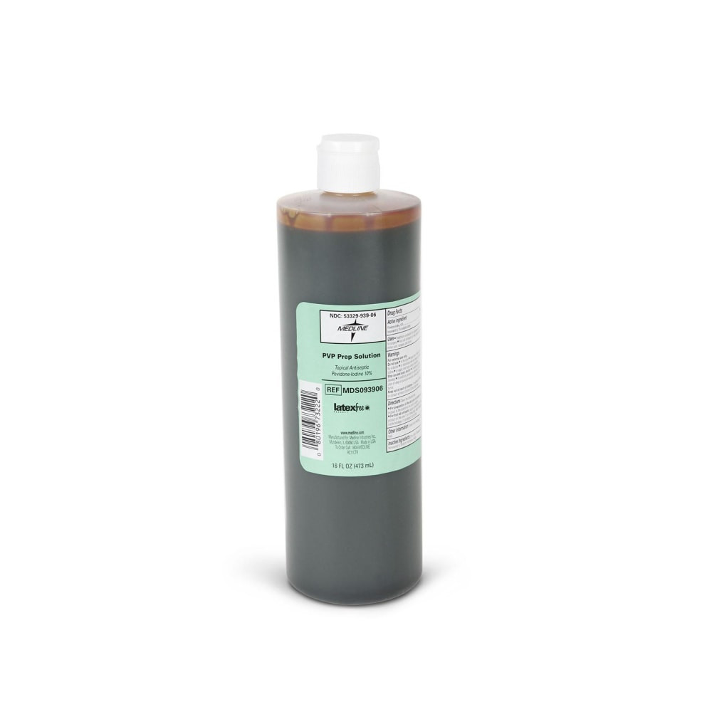 MEDLINE INDUSTRIES, INC. MDS093906 Medline Povidone Iodine Prep Solutions, 16 Oz, Pack Of 24