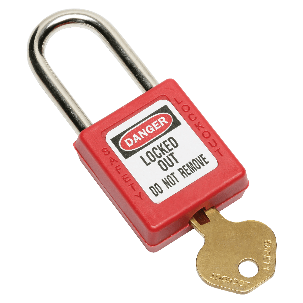 NATIONAL INDUSTRIES FOR THE BLIND 6502617 SKILCRAFT Plastic Safety Padlock, 1 7/8in x 1 3/8in, Red
