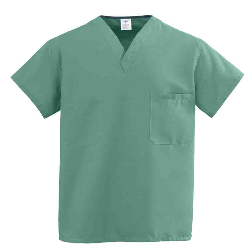 MEDLINE INDUSTRIES, INC. 910JTJXXXL-CM Medline ComfortEase 1-Pocket Reversible Unisex Scrub Top, 3X, Jade
