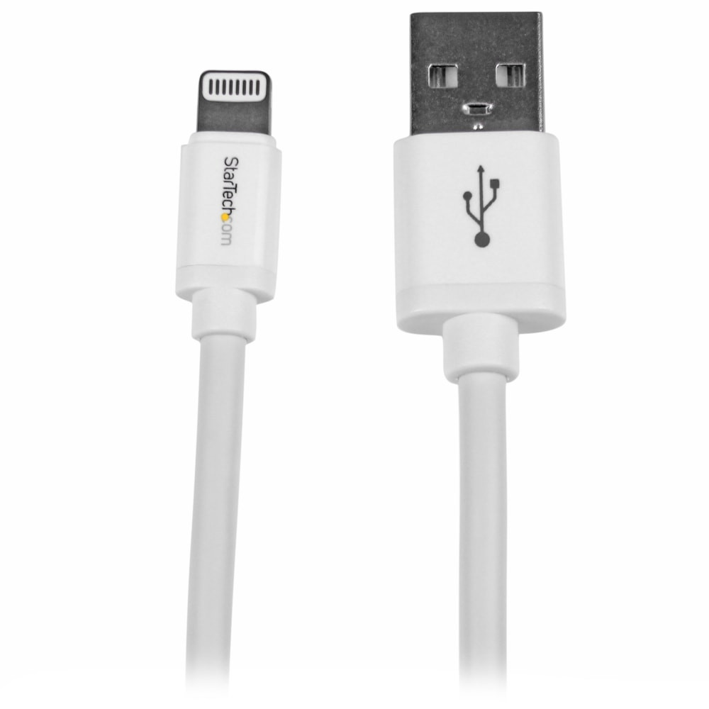 STARTECH.COM USBLT2MW  2m (6ft) Long White Apple 8-pin Lightning Connector to USB Cable for iPhone / iPod / iPad - 6.56 ft Lightning/USB Data Transfer Cable for iPhone, iPod, iPad - First End: 1 x Type A Male USB - Second End: 1 x Lightning Male Prop
