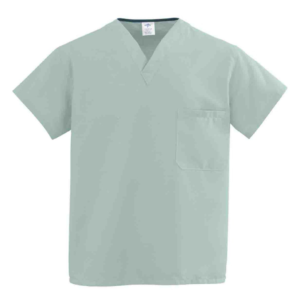 MEDLINE INDUSTRIES, INC. 910JSSXS-CM Medline ComfortEase Unisex 1-Pocket Reversible Scrub Top, XS, Seaspray