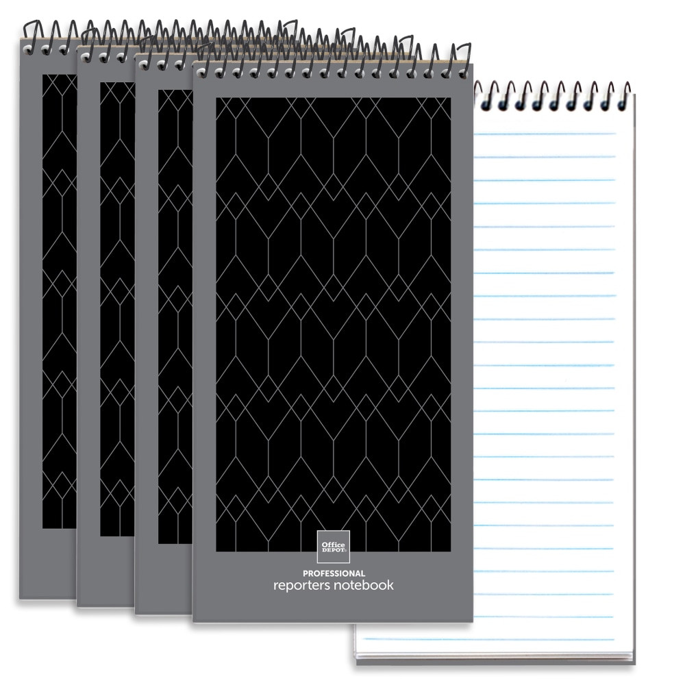 Record interviews and notes in this reporters notebook  Four 70-sheet notebooks provide plenty of space to write.  Precisely printed legal/wide ruling.  Wirebound top is great for both left- and right-handed writers.  Coil-lock wire binding helps prevent scratched desktops or snagged clothes.