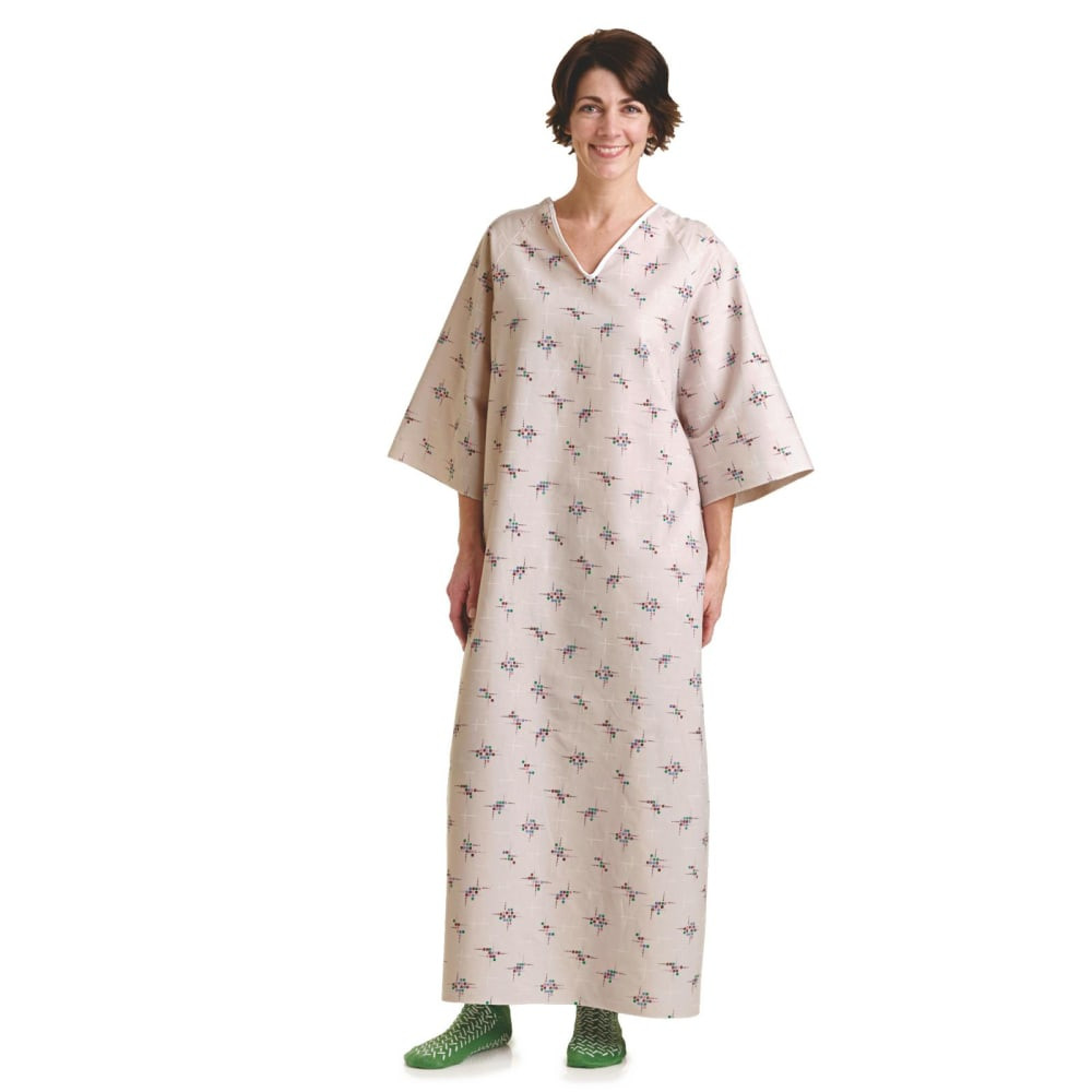MEDLINE INDUSTRIES, INC. MDTPG6RTSGAG Medline Tie Side Patient Gowns, 52in, Galaxy Gray, Pack Of 12