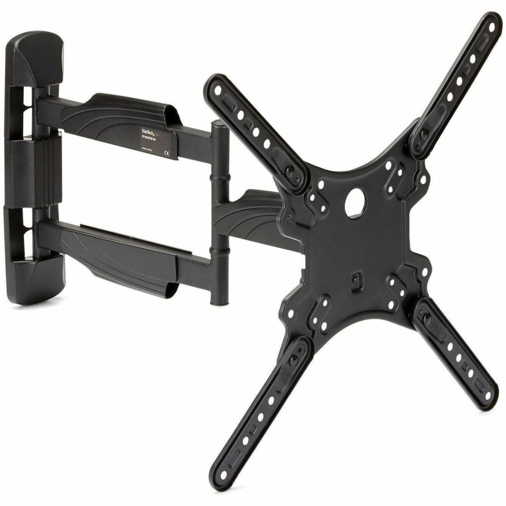 TIDY AESTHETIC: The low profile tv wall mounting bracket w/ integrated cable management & optional black snap-on covers keeps flat screen cables organized; ideal for customer-facing digital signage  WIDE RANGE OF MOTION: Articulating & adjustable TV wall mount offers +/-90 deg. swivel, +2/-12 deg. tilting & +/-5 deg. LCD screen level adjustment without the use of additional tools to ensure display is level  EXTENDABLE ARM: Arm can extend from 1.9in (49mm) to 19.8in (503mm) from the wall; With the length of the arm, center of the display has an overall lateral range (left to right) of 39.6in (1006mm)  COMPATIBILITY: Universal television wall mount supports LG, Samsung, & others (screws/spacers incl) & VESA hole patterns 100x100, 100x150, 200x100, 200x200, 300x200, 300x300, 400x200, 400x300, 400x400  55in TV WALL MOUNT: This heavy-duty TV wall mount supports VESA compatible displays incl. curved TVs up to 55 inch (77 lb/35 kg) w/ a durable full-motion steel frame and a powder-coated finish