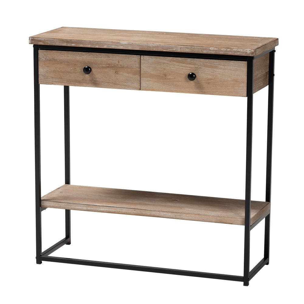 WHOLESALE INTERIORS, INC. 2721-12491 Baxton Studio Silas Modern Industrial Wood And Metal 2-Drawer Console Table, 31-1/2inH x 31-1/2inW x 11-13/16inD, Natural Brown Finished/Black