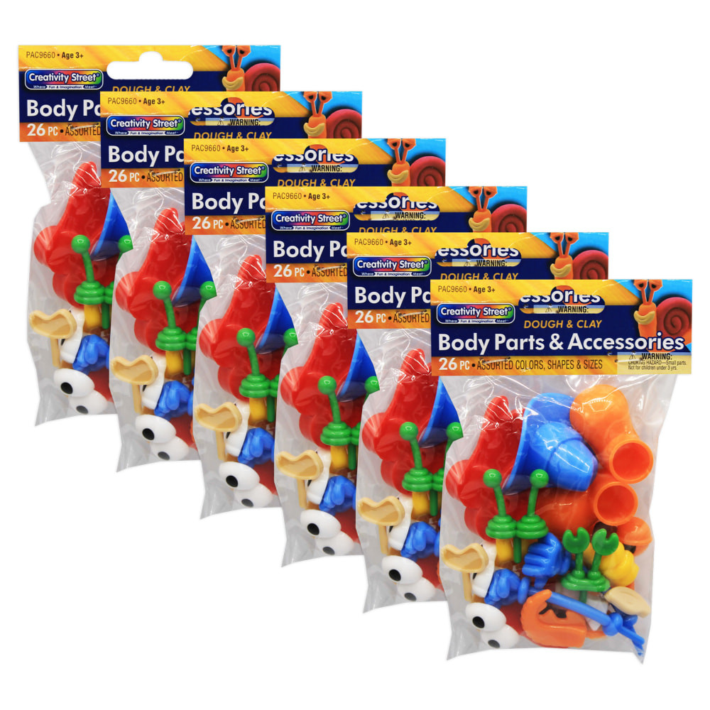 EDUCATORS RESOURCE CK-9660-6 Creativity Street Modeling Dough & Clay Body Parts & Accessories, 26 Pieces Per Pack, Set Of 6 Packs