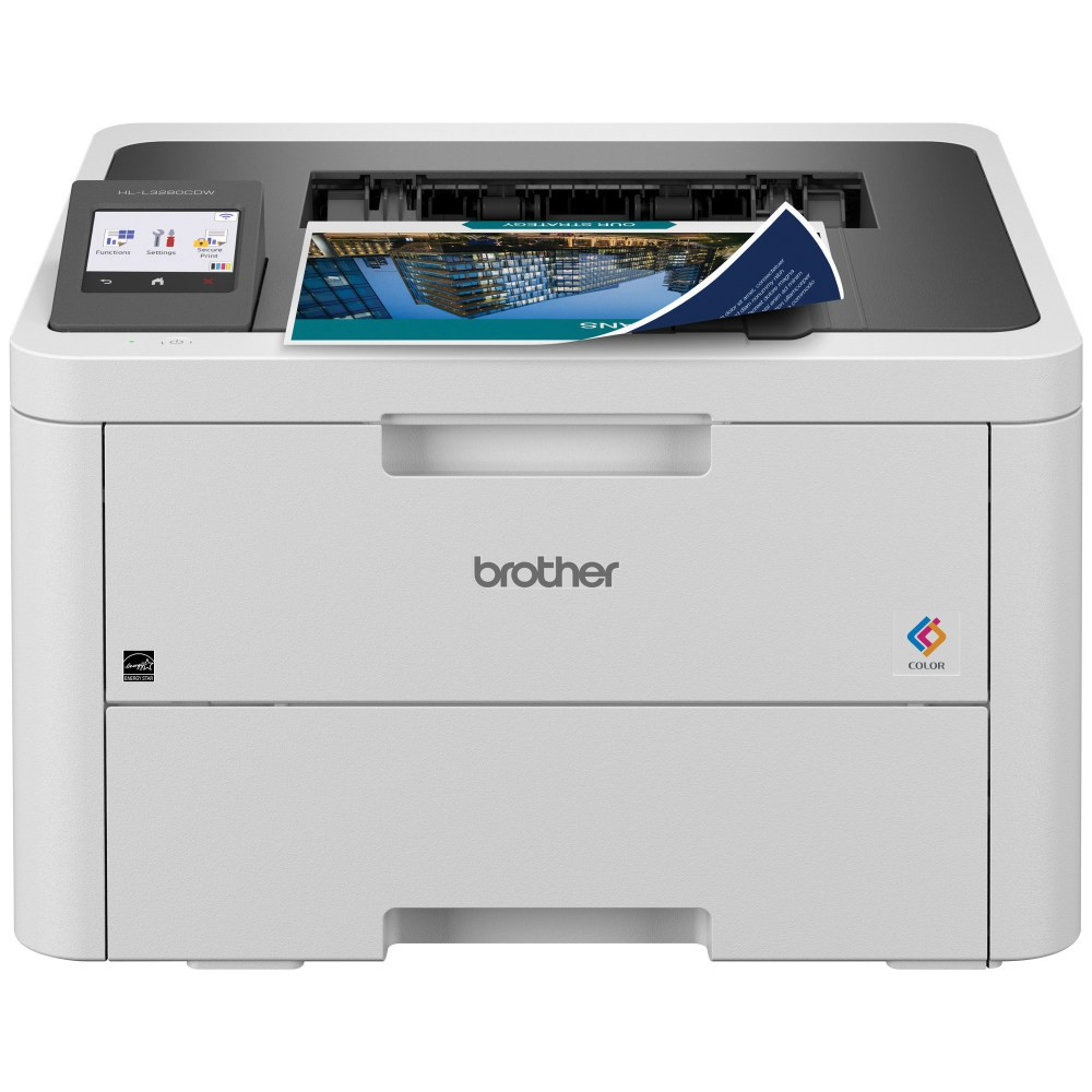 Best for Small Offices and Home Offices, the Brother HL-L3280CDW wireless compact digital color printer consistently produces impressive, laser-quality output on every page.  UPGRADE YOUR PROFESSIONAL DOCUMENTS. With the consistent dependability of laser-quality digital color printing.  MAXIMIZE EFFICIENCY WITH LASER FOCUSED FUNCTIONALITY. A compact, capable timesaver achieving print speeds up to 27 ppm.(1) With Automatic Duplex printing - the most efficient way to print double-sided pages.  RELIABLE RESULTS WITH BROTHER GENUINE TONER. When it's time to replace your printer toner, be sure to choose Brother Genuine TN229 Standard Yield or TN229XL High Yield. And with Refresh EZ Print Subscription Service, you'll never worry about running out of toner and you'll enjoy savings of up to 50%(4) on Brother Genuine Toner. Get started with Refresh today with a Free Trial.(5) https://www.officedepot.com/l/brand/brotherrefresh  PRINT FROM CLOUD-BASED APPS. An integrated 2.7in touchscreen allows users to print from Cloud-based apps including Google Drive, Dropbox, EverNote, and others(6) commonly used by both businesses and entrepreneurs.  PRINT FROM VIRTUALLY ANYWHERE. Brother Mobile Connect app puts the power of printer management in your hands. Print remotely, monitor toner levels, and reorder Brother Genuine supplies.(3)  RELY ON STEADY CONNECTION OPTIONS. Connect with built-in dual band wireless (2.4GHz / 5GHz)(2), Gigabit Ethernet, and Wi-Fi Direct, plus a USB interface for the ability to connect locally to a single computer.  VERSATILE PAPER HANDLING. Save time, refill less, and complete high-volume printing effectively with a 250-sheet capacity paper tray.(7) The single-sheet manual feed slot is a useful feature for printing specialty media such as labels and envelopes.  ADVANCED SECURITY FEATURES. Protect sensitive information and create secure connections to devices and networks for peace of mind printing.  PRINT WITH PURPOSE. Engineered to be environmentally friendly, HL-L3280CDW is ENERGY STAR compliant and EPEAT Silver rated. Eco-friendly printer features include Eco Mode, Toner Save Mode, and automatic duplex printing.  BROTHER AT YOUR SIDE SUPPORT. Backed by Brother with a 1-year limited warranty and free online, call, or live chat support for the life of your printer.  DISCLAIMERS: (1) Based on one-sided printing. Change from default setting required. (2) Requires connection to a wireless network. (3) Free app download and wireless connection required. Compatibility may vary based on device and operating system. (4) Based on monthly subscription cost in U.S. for Color Laser High Plan vs. average cost per page of eligible like standard capacity cartridges. Savings will vary based on Refresh EZ Print Subscription plan selected. (5) Requires enrollment in a monthly billed Brother Refresh EZ Print Subscription service plan based on monthly printed page allotments. Unused pages roll over, limitations apply. Additional page set charges and taxes apply during trial. Plan, options offer, and pricing subject to change. Open to new subscribers located in the contiguous United States only. After the free trial period your credit card will be charged on a monthly basis for the Plan Fee, Overages, and Taxes in accordance with the Terms of Service. Overage fees will apply during free trial. Your service will continue on a month-to-month basis until you cancel it. May be canceled at any time. Upon cancellation, cartridge will be deactivated and must be replaced at users' expense in order to continue printing. (6) Requires an Internet connection and an account with desired service. (7) Maximum capacity based on using 20 lb. paper.