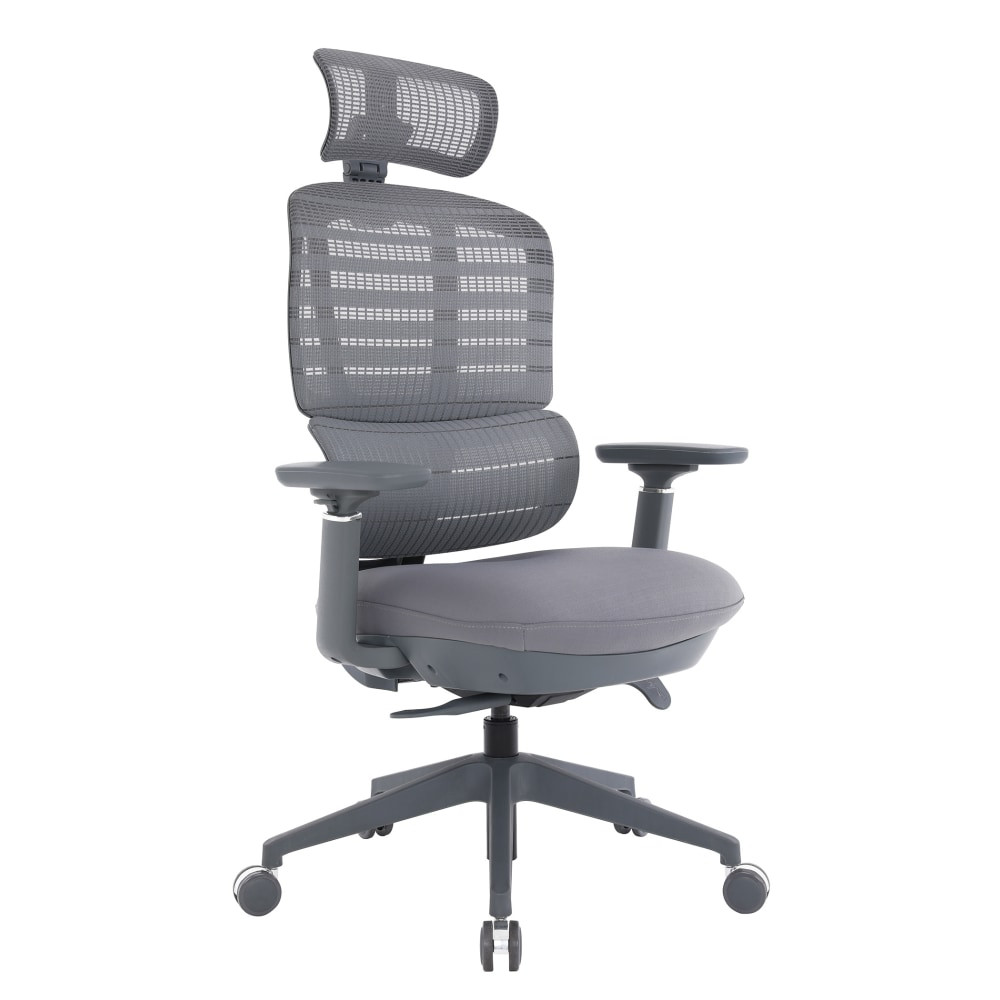 The flexible, agile design of the WorkPro Momentum Mesh Active High-Back Chair is responsive throughout a wide range of movement and positions from top to bottom. The 3D headrest of the mesh office chair is adjustable for height, depth and left and right positioning. The 4D arms adjust up and down as well as forward and back, pivot inward and outward and adjust for width. When leaning to the left or right, the active back of the high-back office chair moves with you for body support and stability, reducing negative tension. The adjustable lumbar support mechanism offers up to 9 positions for optimum comfort in any posture. The office chair with a headrest features a seat that offers a molded cushion plus high-density foam with a memory layer on top.  Ergonomic design with 9-position adjustable lumbar support allows for all-day comfort.  Recommended for professional use 8-10 hours per day.  Weight capacity tested to support 275 lb.  Synchronous tilt with 4-position locking and seat glide mechanism.  Adjustable seat height and recline.  Removable 3D headrest is adjustable for height, depth, and left & right position.  Built-in casters.  Backed by the manufacturers limited lifetime warranty.  Assembly required.  Eco-conscious choice - has one or more meaningful eco-attributes or eco-labels.  GREENGUARD certified - certified for low chemical emissions: UL.COM/GG - UL 2818. Ranked in two tiers: Certified and Gold.  ANSI/BIFMA Compliant - This product has been tested and verified for compliance with rigorous performance requirements and safety standards related to specific furniture products.  Meets/Exceeds Flammability Standard TB117-2013.  Less harsh chemicals - made with fewer harsh chemicals, or safer chemicals than typical alternatives, helping  reduce your use of and exposure to substances that may be more harmful to your health and the environment.