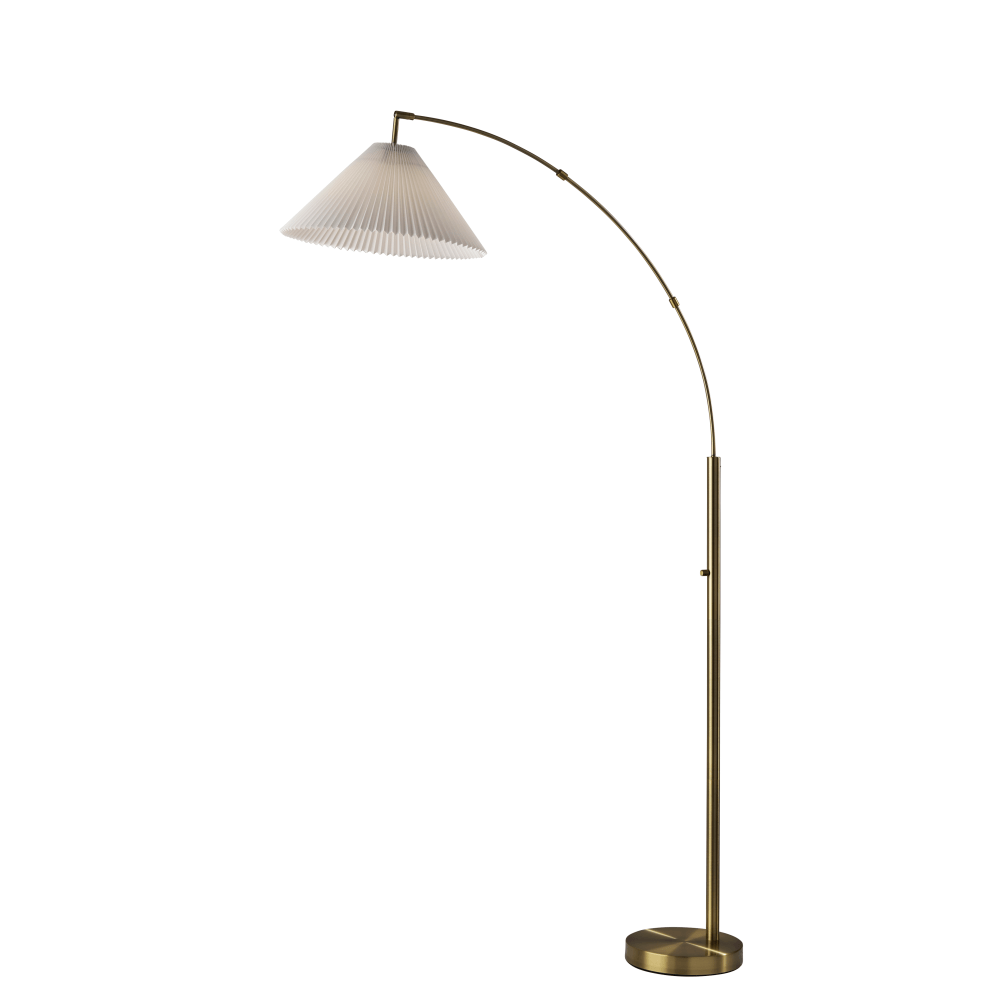 ADESSO INC 4352-21 Adesso Delaney Arc Floor Lamp, 76inH, Off-White Shade/Antique Brass Base