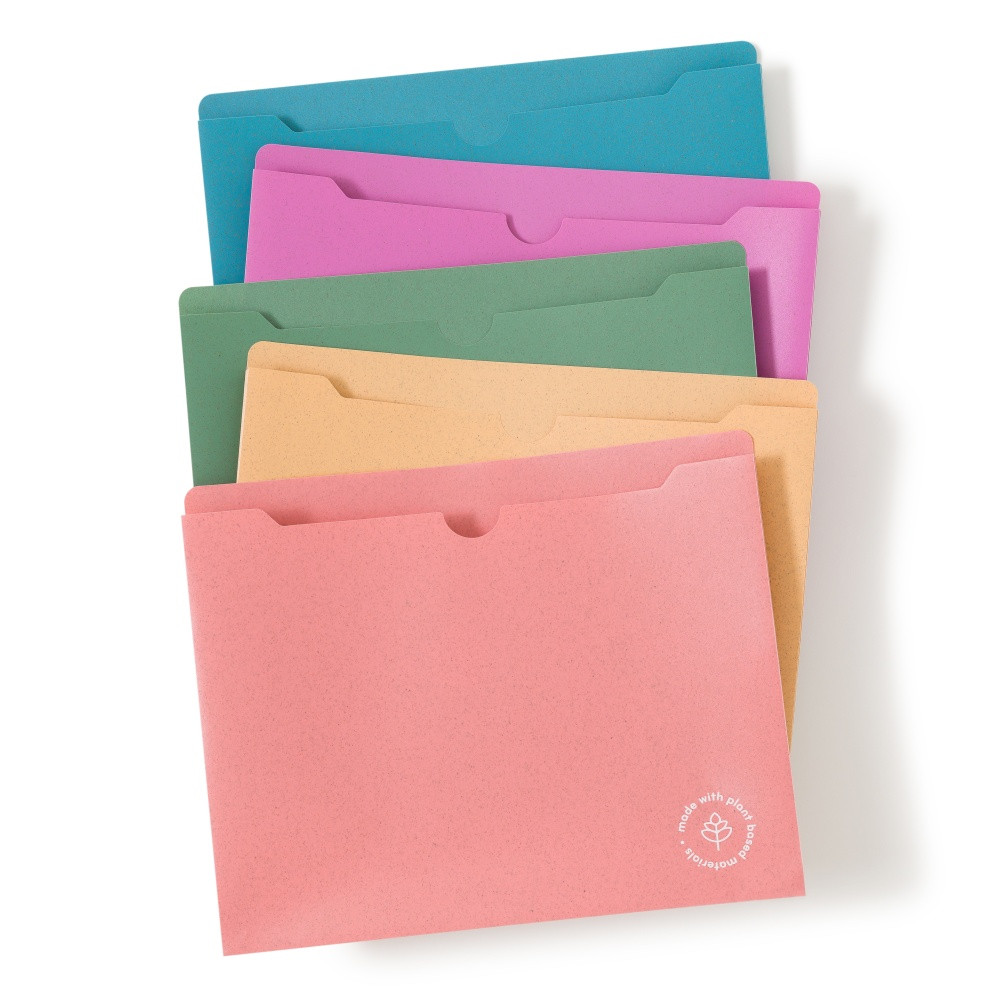 UBRANDS, LLC 6595U01-12 U Brands U-Eco Poly File Jackets, 1in Expansion, Letter (8 1/2in x 11in), Assorted Colors, Pack Of 10