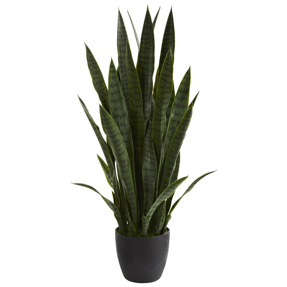 NEARLY NATURAL INC. 6350-GR Nearly Natural Sansevieria 38in Artificial Plant With Pot, Green/Black
