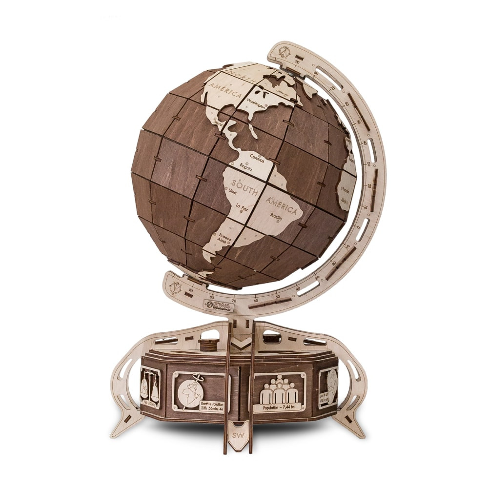 ARTVENTURE LLC AVRAV0523405 EWA Eco-Wood-Art Globe Brown 3D Wooden STEM Construction Kit