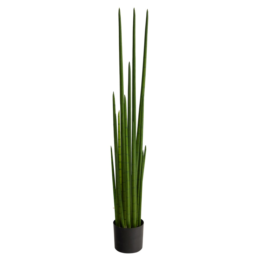 NEARLY NATURAL INC. P1809 Nearly Natural Sansevieria Snake 60inH Artificial Plant With Planter, 60inH x 9inW x 9inD, Green/Black