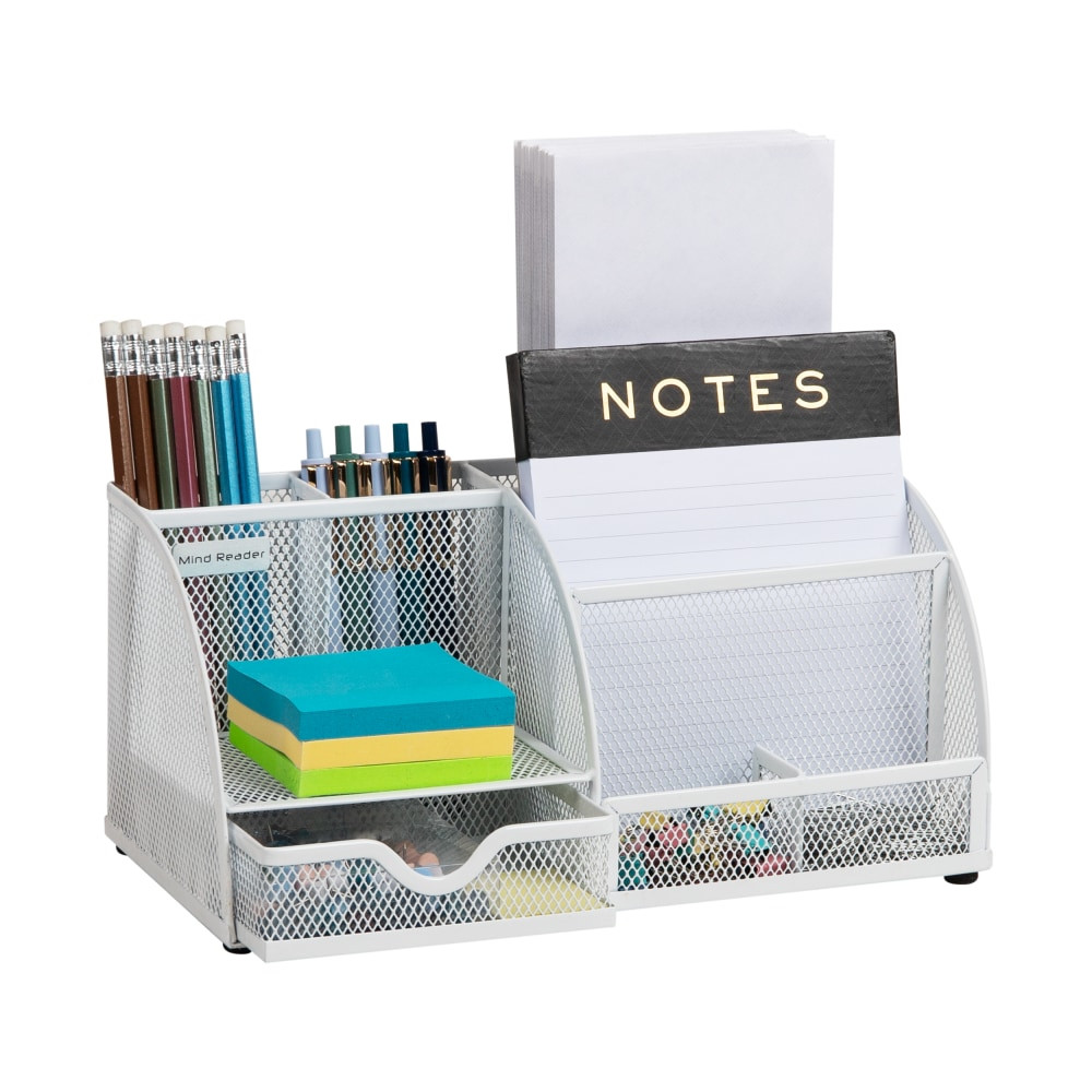 EMS MIND READER LLC JOEORG-WHT Mind Reader 7-Compartment Desktop Organizer, 5-1/4inH x 5-1/2inW x 11inD, White