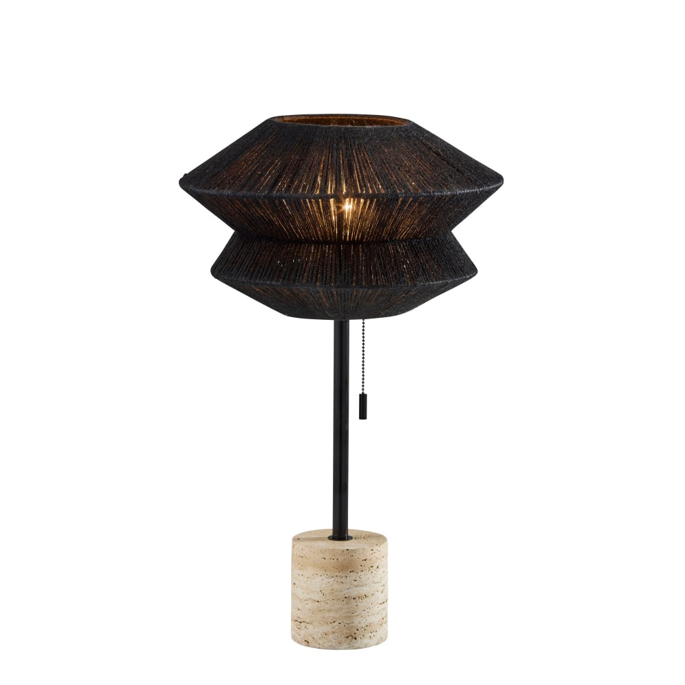 ADESSO INC 3869-01 Adesso Gardner Table Lamp, 24-1/2inH, Black Shade/Travertine Base