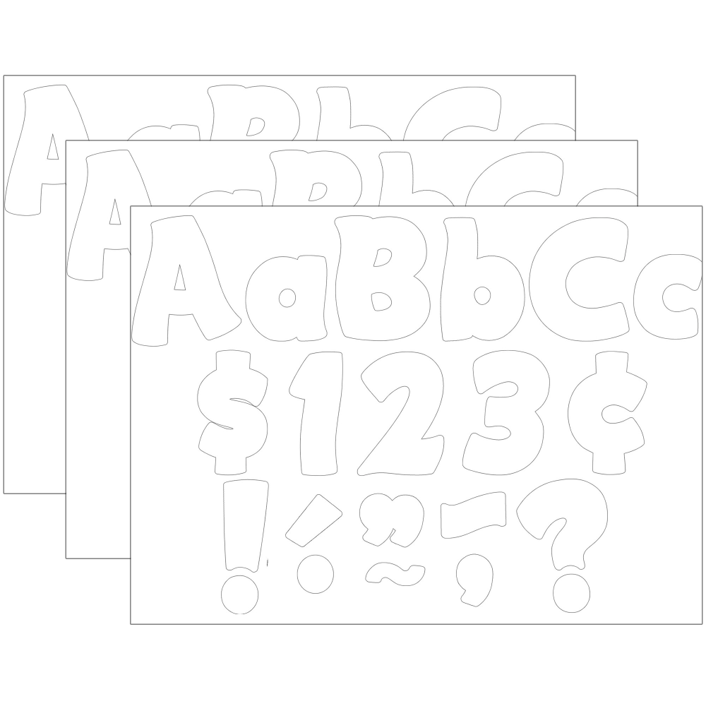 EDUCATORS RESOURCE TCR5819-3 Teacher Created Resources Letters Combo Pack, 4in, White Funtastic, 208 Per Pack, Set Of 3 Packs