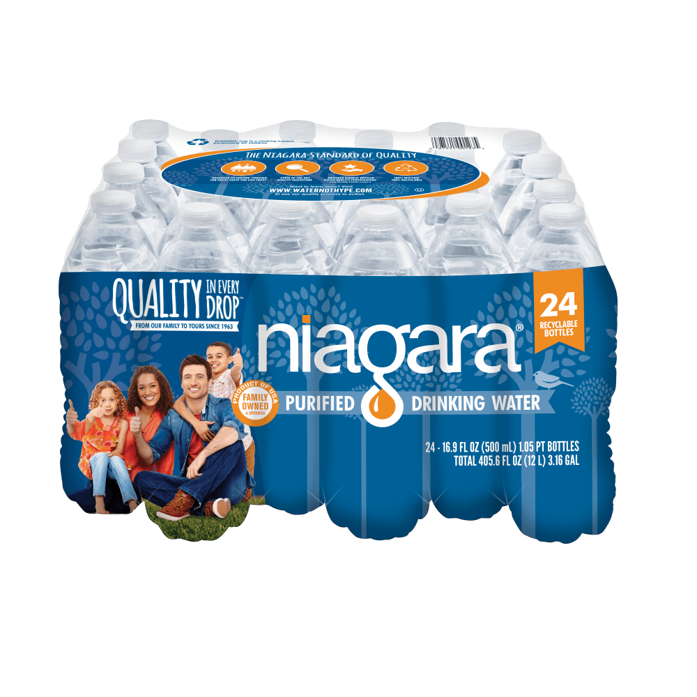 NIAGARA DRINKING WATERS INC. NDW05L24PDRPBN84 Niagara Purified Drinking Water Bottles, 16.9 Fl Oz, Pack Of 24 Bottles