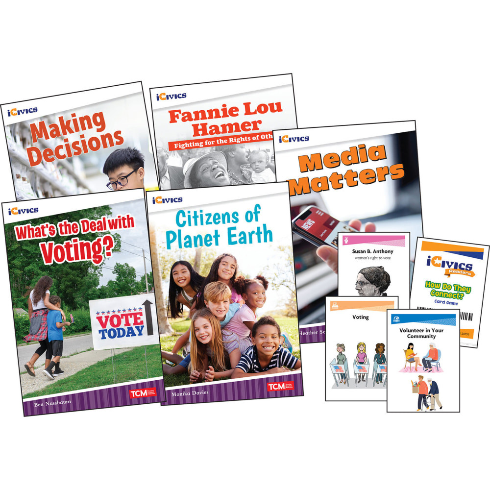 SHELL EDUCATION SEP131234 Teacher Created Materials iCivics: Community & Social Awareness 5-Book Set & Game Cards, Grade 4