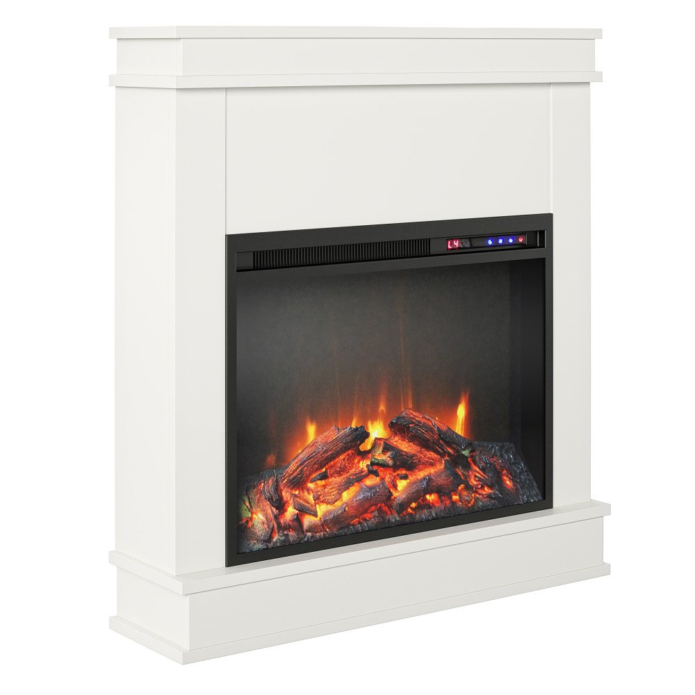 AMERIWOOD INDUSTRIES, INC. 1277015COM Ameriwood Home Mateo Fireplace With Mantel, 32-7/8inH x 29-3/4inW x 7-3/4inD, White