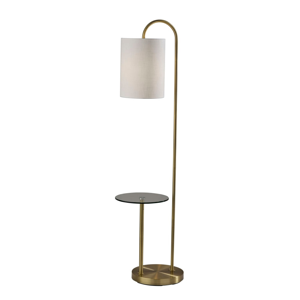 ADESSO INC 4062-21 Adesso Amira 1-Shelf Floor Lamp, 64inH, White Shade/Antique Brass Base