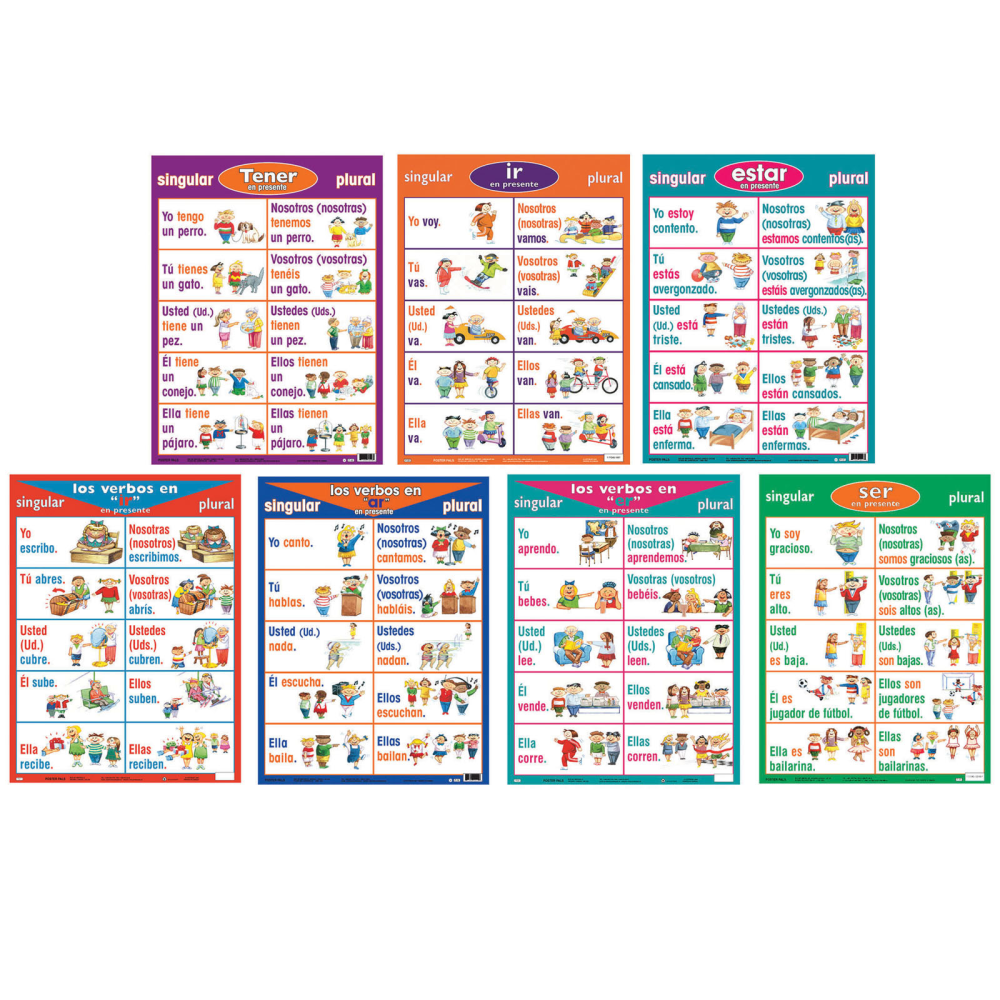 POSTER PALS PSZP23  Spanish Verb Posters, 18in x 24in, Set Of 7 Posters