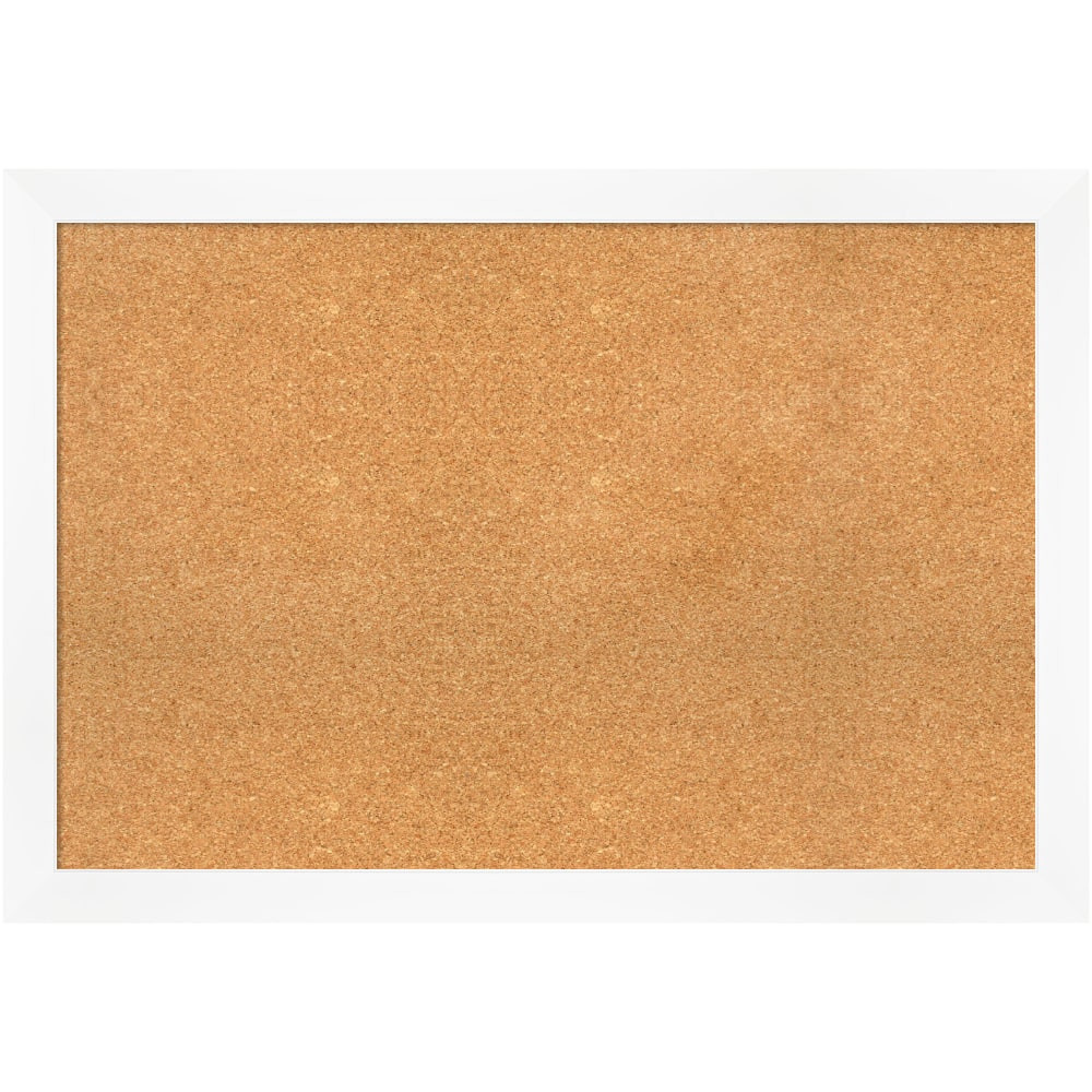 UNIEK INC. A42705383218 Amanti Art Rectangular Non-Magnetic Cork Bulletin Board, Natural, 39in x 27in, Cabinet White Narrow Plastic Frame