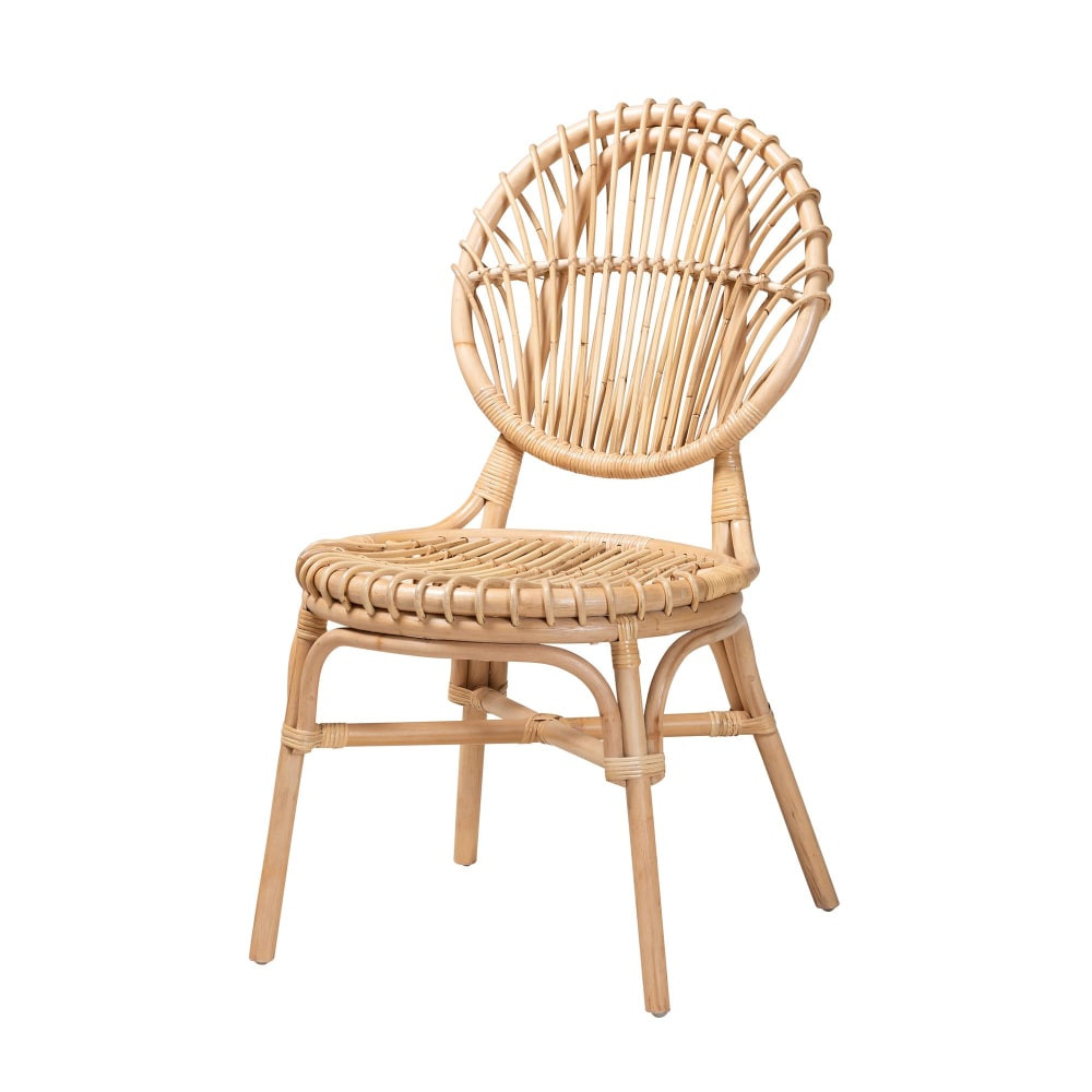 WHOLESALE INTERIORS, INC. 2721-13345 bali & pari Iris Modern Bohemian Rattan Dining Accent Chair, Natural Brown