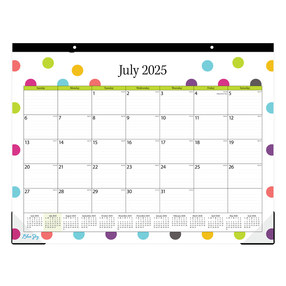 BLUE SKY THE COLOR OF IMAGINATION LLC 105496-A26 2025-2026 Blue Sky Monthly Desk Pad Planning Calendar, 22in x 17in, TCH Dots, July 2025 To June 2026, 105496
