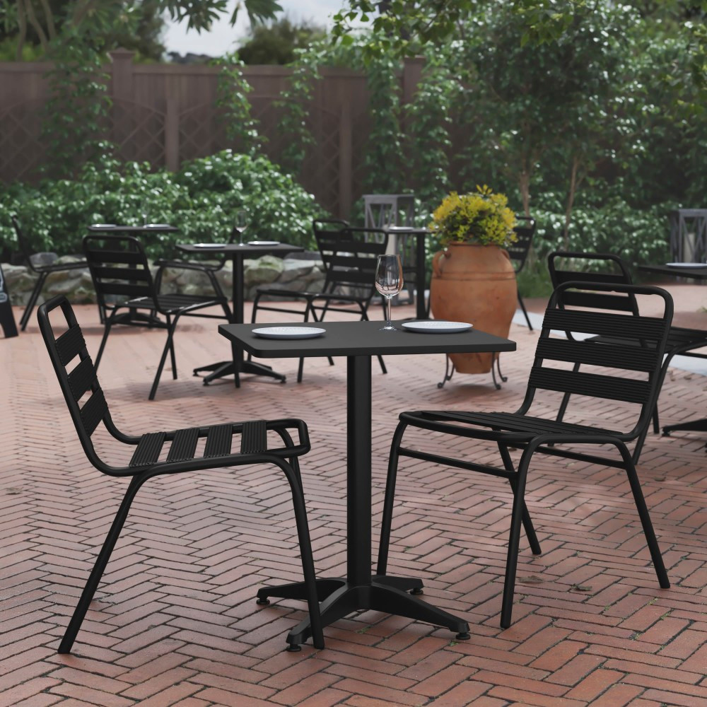 FLASH FURNITURE TLH0531BK  Square Aluminum Indoor/Outdoor Furniture Table, 27-1/2inH x 23-1/2inW x 23-1/2inD, Gray/Black