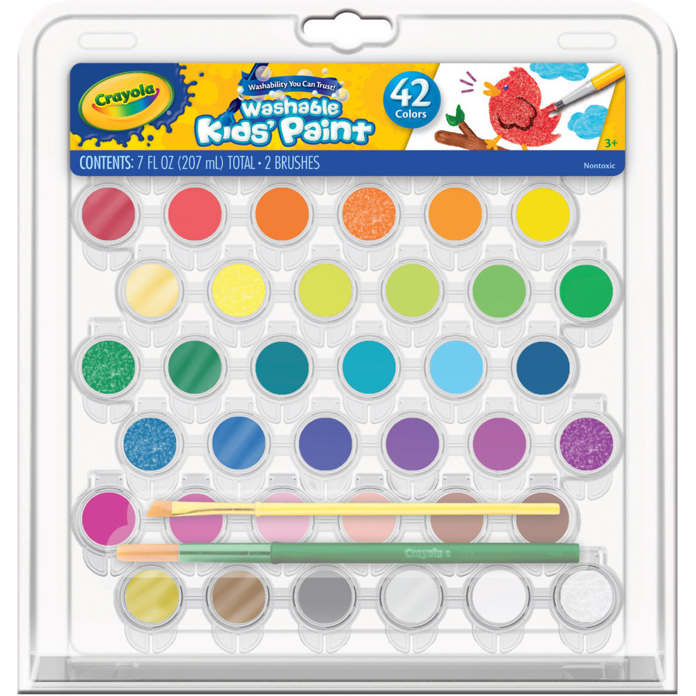 CRAYOLA LLC BIN540157 Crayola Washable Kids' Paints, 7 Oz, Assorted, Pack Of 42 Paints CRAYOLA LLC BIN540157 Crayola Washable Kids' Paints, 7 Oz, Assorted, Pack Of 42 Paints
