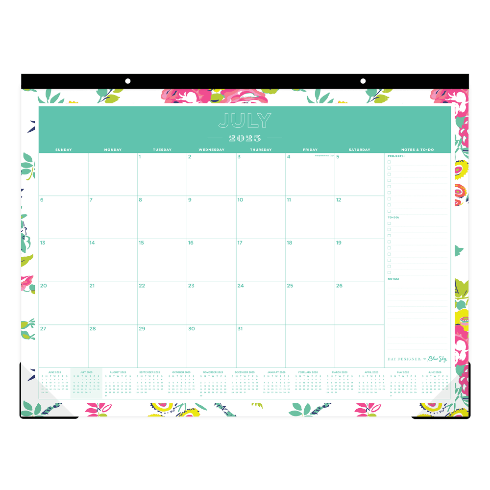 BLUE SKY THE COLOR OF IMAGINATION LLC 107938-A26 2025-2026 Blue Sky Monthly Desk Pad Planning Calendar, 22in x 17in, Peyton White, July 2025 To June 2026, 107938