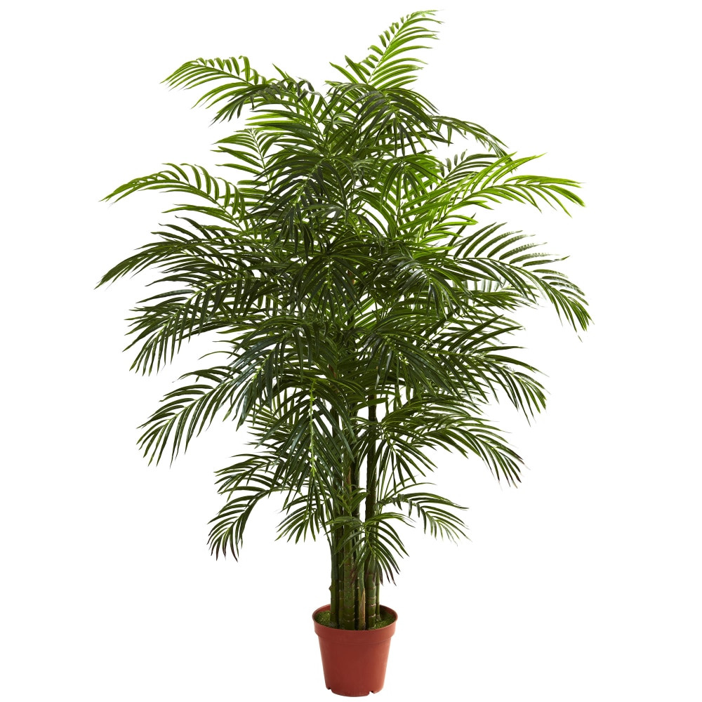 NEARLY NATURAL INC. 5390 Nearly Natural Areca Palm 78inH UV Resistant Indoor/Outdoor Plastic Tree With Pot, 78inH x 60inW x 45inD, Green