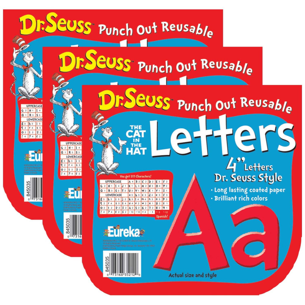 EDUCATORS RESOURCE EU-845035-3 Eureka Deco Letters, 4in ,Dr. Seuss, Red, 217 Per Pack, Set Of 3 Packs