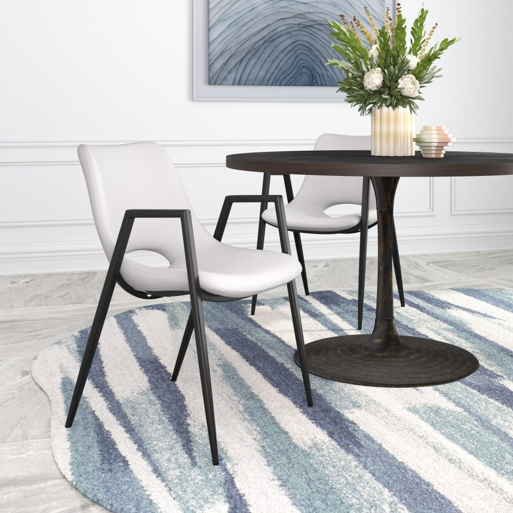 ZUO MODERN 109535 Zuo Desi Dining Accent Chairs, White/Black, Set Of 2 Chairs