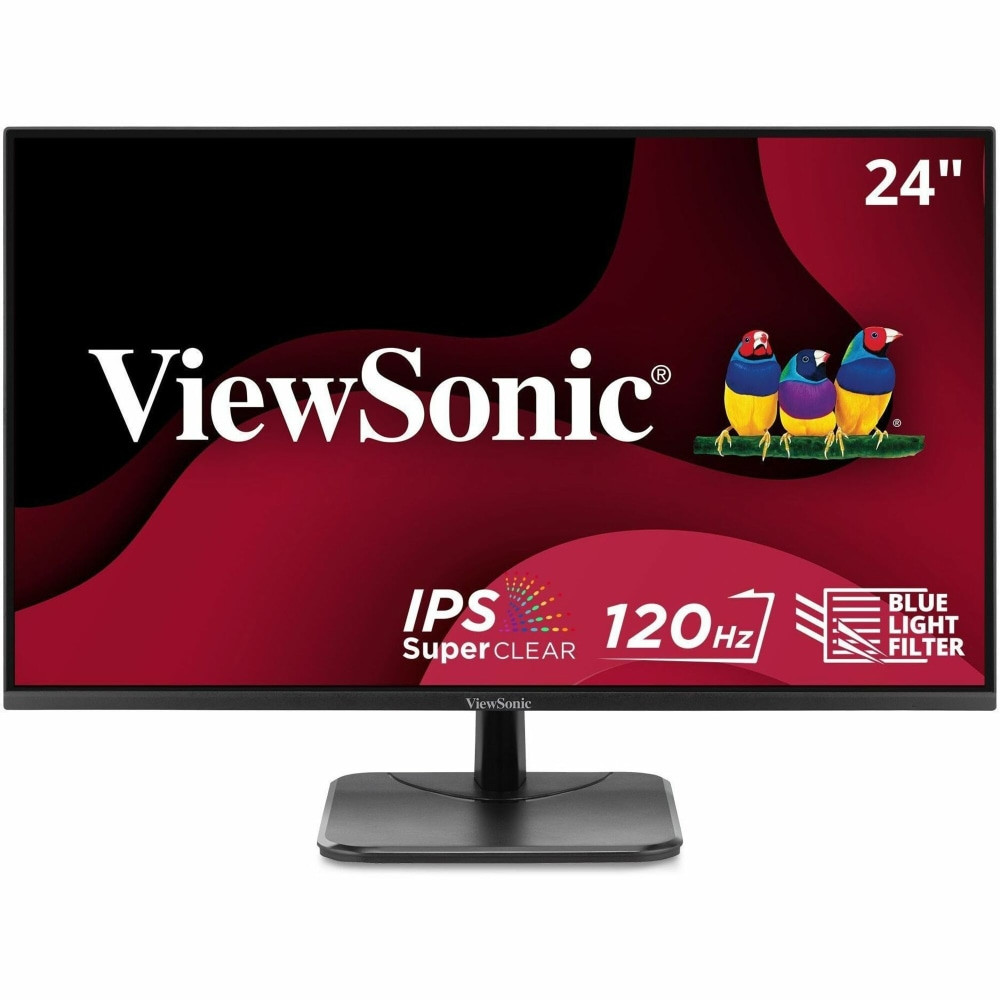 VIEWSONIC CORPORATION VA2456A-MHD ViewSonic VA2456A-MHD 24 Inch IPS 1080p Monitor with 120Hz, Eye Care, HDMI, DisplayPort, and VGA Inputs for Home and Office - 23.8in Viewable - SuperClear IPS - LED Backlight - 1920 x 1080 - 16.7 Million Colors (8-bi