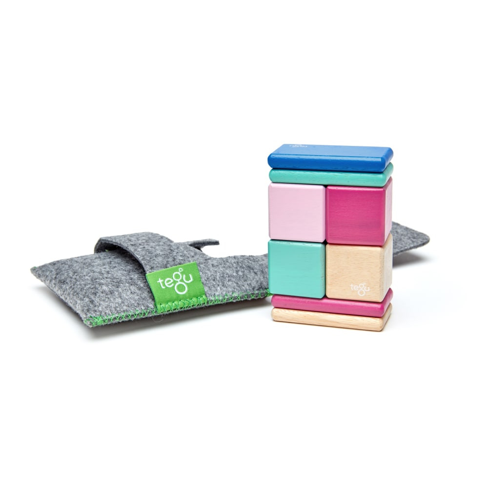 THE TEGU CORPORATION TEGPOPBSM607T Tegu Magnetic Wooden Blocks, Blossom, 8-Piece Pocket Pouch