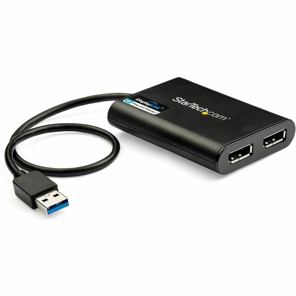 THE IT PROs CHOICE: Designed and built for IT Professionals, this USB adapter is backed for 2-years, including free lifetime 24/5 multi-lingual technical assistance  4K RESOLUTIONS: With support for resolutions up to 4K 60Hz and widescreen capabilities this USB 3.2 external video & graphics card delivers a full UHD experience, ensuring astonishing picture quality; Enable extended display on Apple M1/M2/M3 MacBooks  MULTI-USE FUNCTIONALITY: Use this IT-grade USB 3.2 Gen2 5Gbps display adapter to either extend or mirror your main laptop or desktop display onto two additional displays; Combine with USB31CAADP (sold separately) to connect to a USB-C host device  NOTE: This adapter will not work with macOS version 10.13.4 to 10.13.6; We recommend users to update to 10.14 or later to ensure compatibility with DisplayLink; Driver required for macOS and Windows; Auto-driver install with ChromeOS  CREATE A DUAL MONITOR WORKSTATION: Use this USB 3.2 5Gbps to Dual DisplayPort converter to connect your Windows or Mac laptop / desktop to two monitors, TVs or projectors using an available USB-A port; USB-powered, requiring no external power