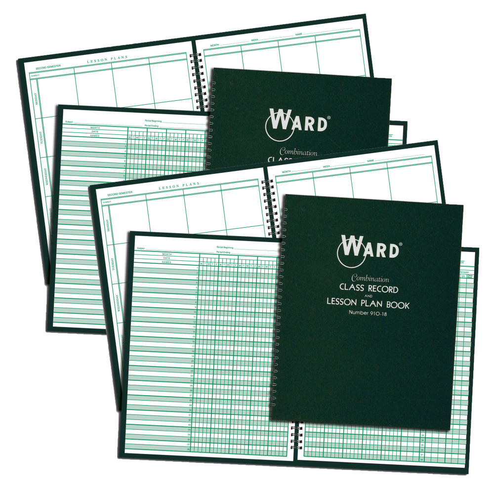 EDUCATORS RESOURCE WAR91018-2 WARD Combination 9-10 Week Class Record + 8 Period Lesson Plan Book, Pack Of 2