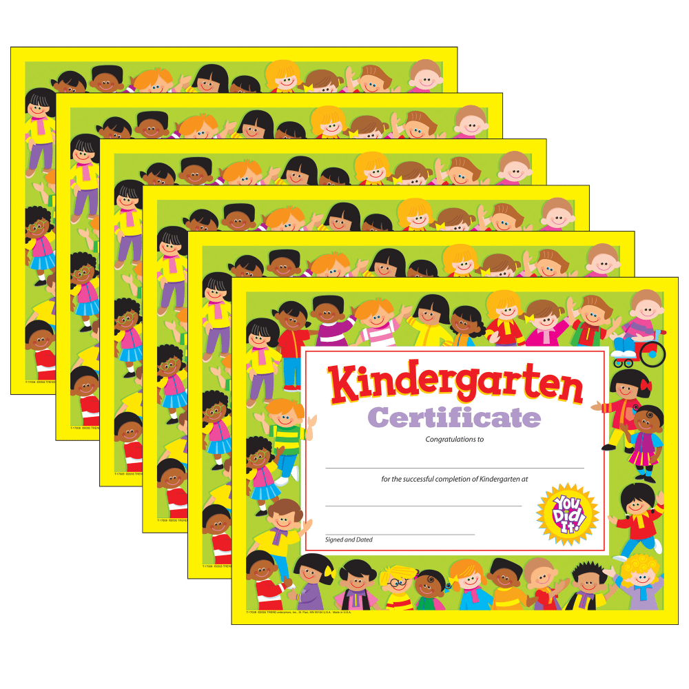 EDUCATORS RESOURCE T-17008-6 TREND Kindergarten Certificate, 30 Per Pack, Set Of 6 Packs