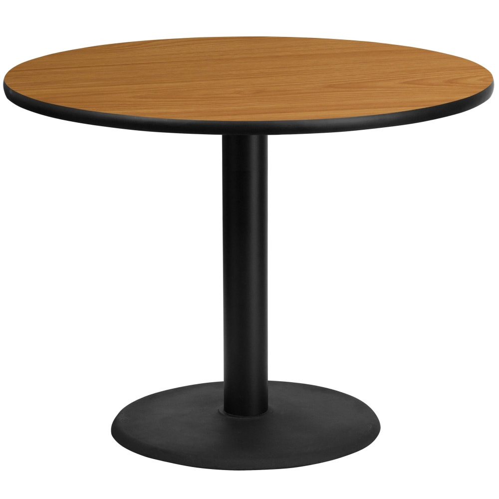 FLASH FURNITURE XURD42NTTR24  Laminate Round Table Top With Table-Height Base, 31-1/8inH x 42inW x 42inD, Natural/Black